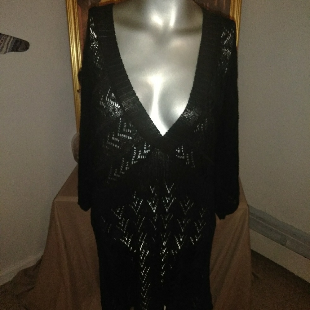 Black crochet style cover up top